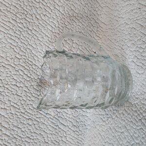 Vintage 70's chevron etched clear glass serving pitcher